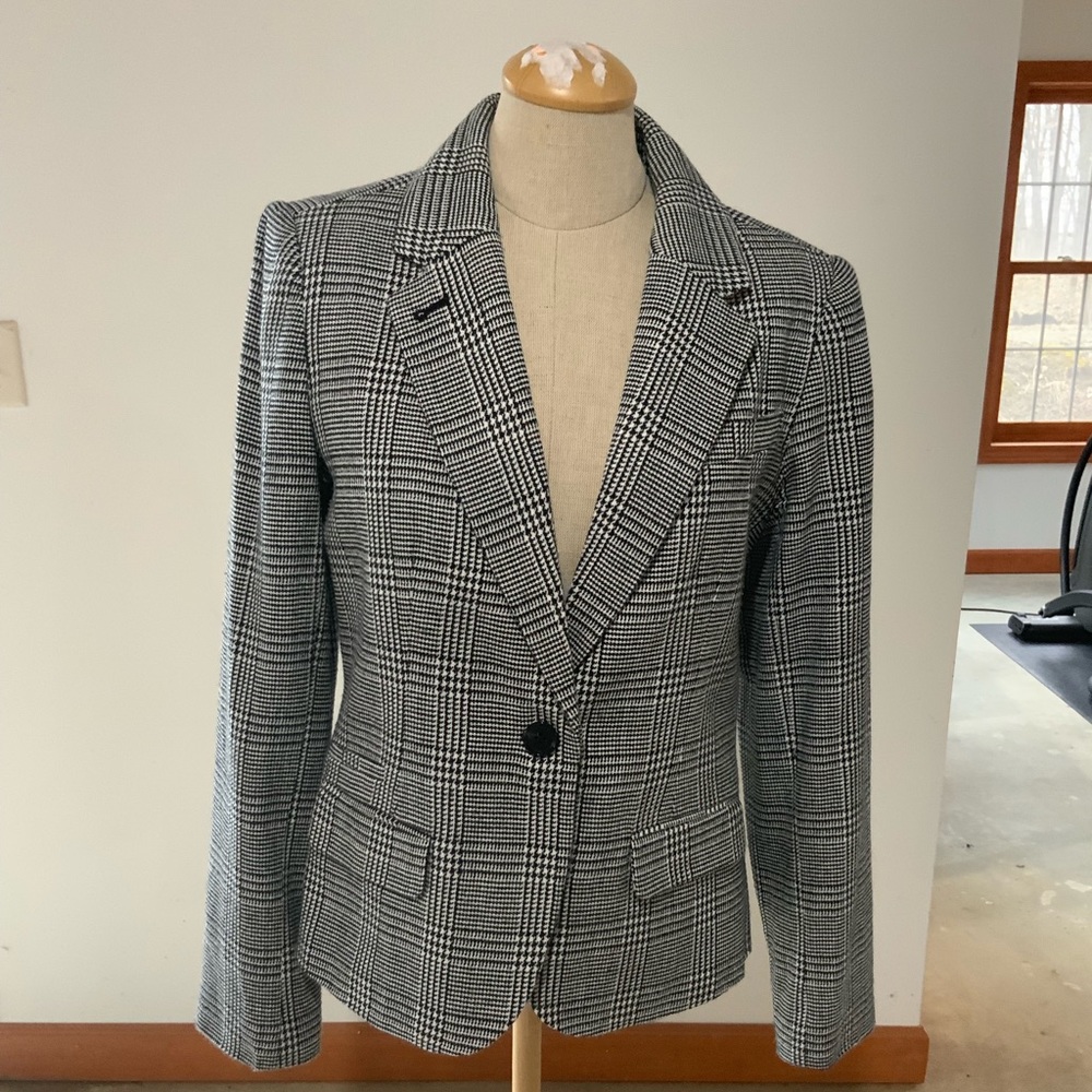 Black and white pinstriped blazer